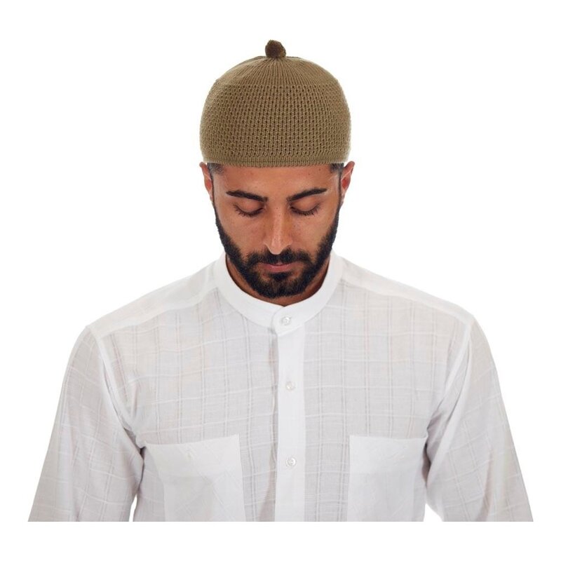 Gorro Beanie Turki Muslim Islamic Kufi Taqiya Takke Peci Topi Tengkorak Topi Doa dengan Warna Solid Bobble Merenggang