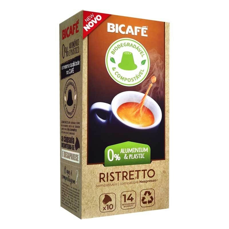 Coffee Ristretto Bicafé Biodegradable 10 capsules compatible with Nespresso
