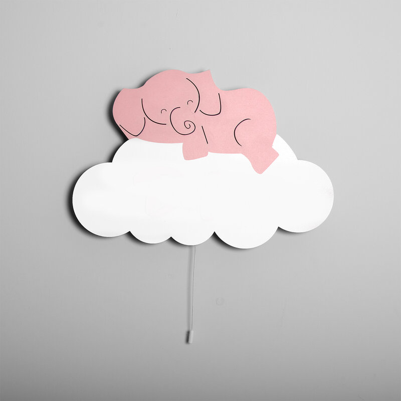 코끼리 핑크 구름 나무 디자인 조명 장식 현대 침실 벽 램프, Led 조명, 야간 조명 2021 모델 009