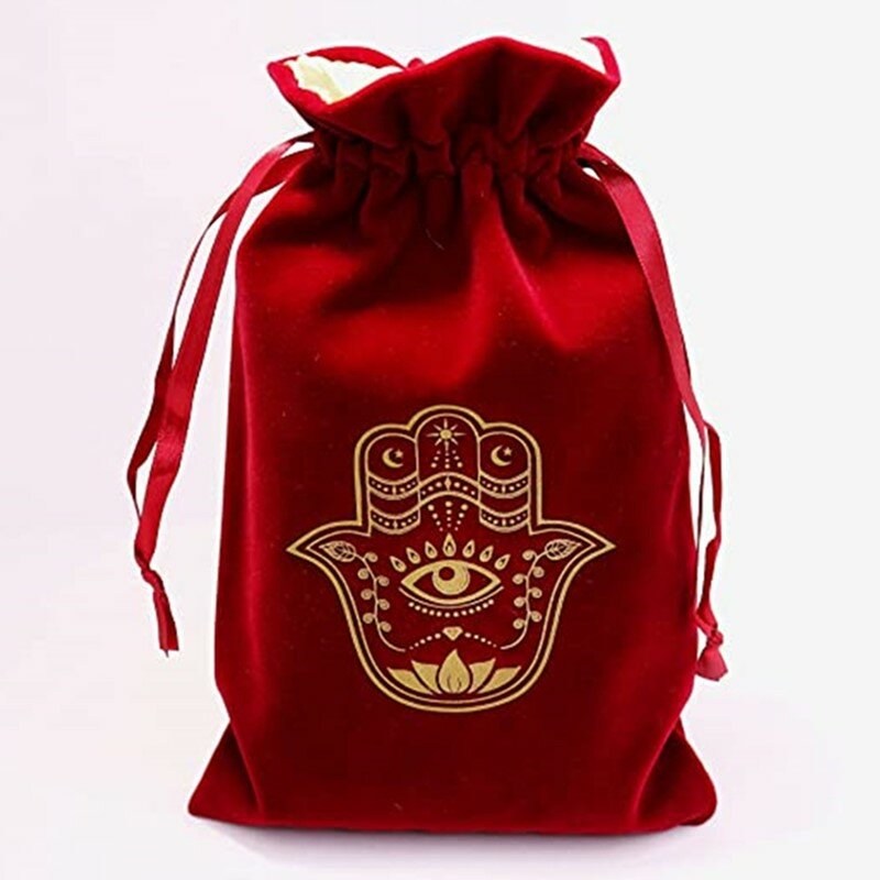 SheepSew-Bolsa de regalo de terciopelo para joyería de 6x9 ", bolsas de terciopelo con cordón de mano de Fátima, bolsa de Runas de Tarot, bolsa de dados, bolsas de viaje