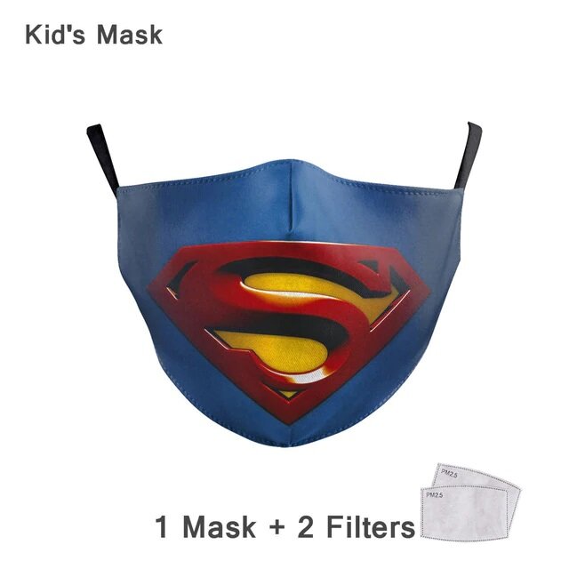 Masques enfants + 2 filtres PM 2.5 enfants masque Protection coton poussière Protection visage nez bouche multi-usages lavable CGStore