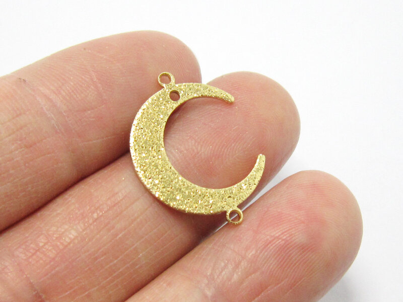 20pcs Brass charms, Crescent moon earring connector, Moon phase, Brass findings, 22x16.7x1mm, Jewelry making - R1234
