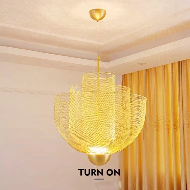 Plafonnier LED suspendu industriel en maille et fer, Design moderne, Luminaire décoratif d'intérieur, idéal pour une salle à manger ou un Restaurant