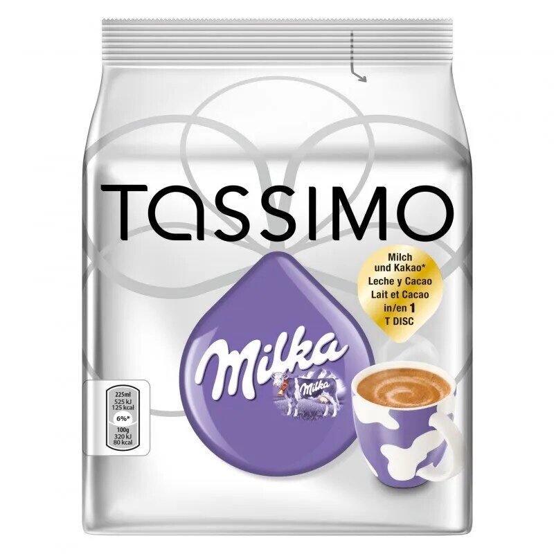 Chocolate Milka, 8  Tdisc para el sistema   Tassimo. 8x30 gr.