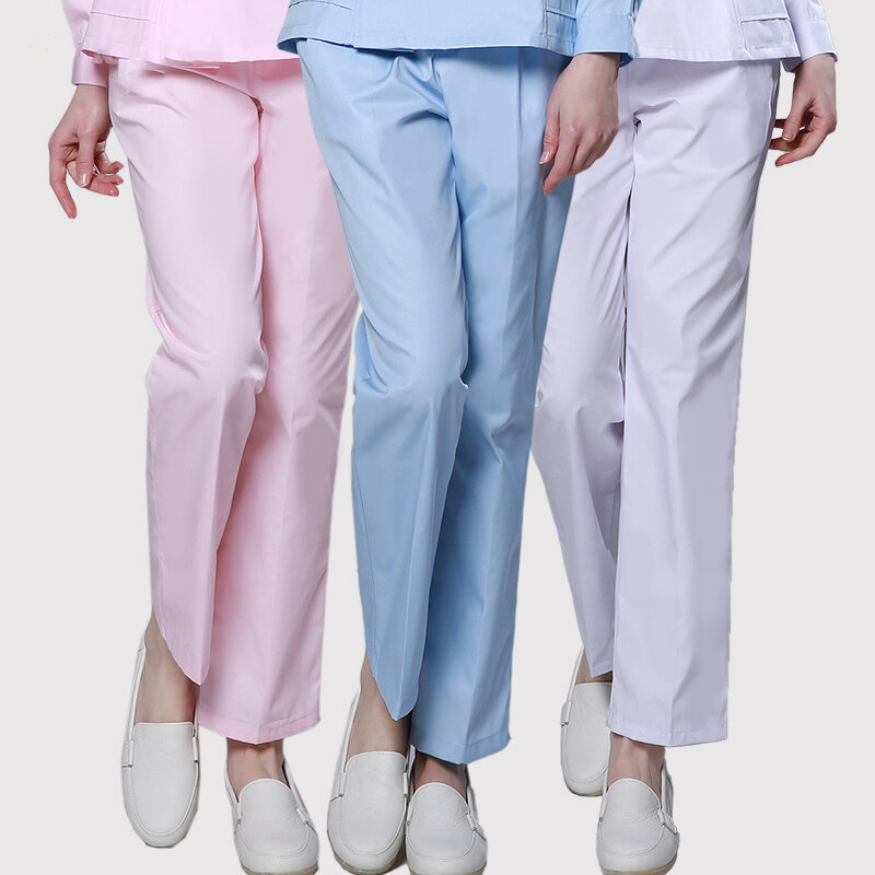 Больничные брюки скрабы, медицинские рабочие брюки, штаны для медсестер, мужчин и женщин, белые рабочие брюки, прямые брюки-карго с эластичным поясом