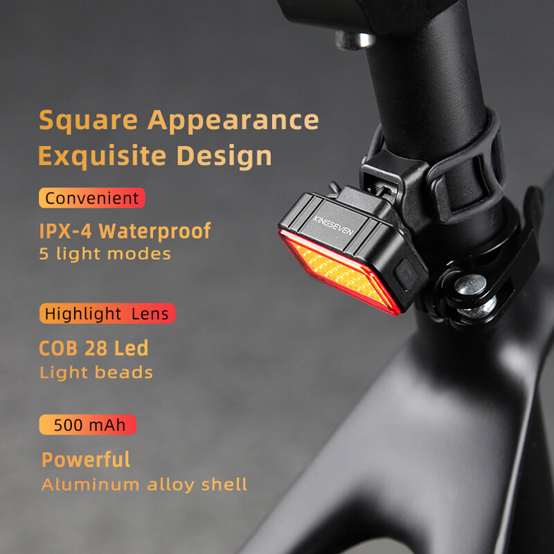 KINGSEVEN luce per bici 5 modalità luce posteriore per bicicletta MTB avviso di sicurezza fanale posteriore impermeabile torcia accessori bici