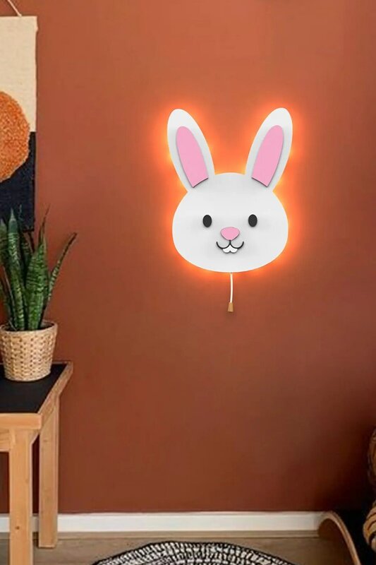 ليلة ضوء الأطفال في سن المراهقة غرفة نوم مصباح للديكور يعلق على الجدار منتجات طبيعية أرنب عيد الفصح شحن مجاني رائجة البيع