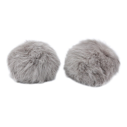 Pompon made of natural fur (rabbit), d-10cm, 2 pcs/pack (J mouse)