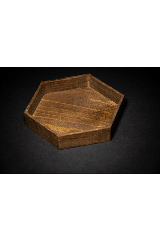 Plato de aperitivos de madera, plato de presentación de frutos secos, rústico, hexagonal tallado de madera maciza de 4 piezas