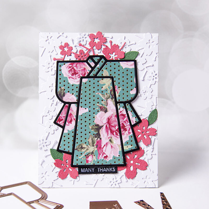 Japanese Kimono House Tower Car Flower Hello Background Cutting Dies Scrapbook DIY Card Make Crafts Stencil New Dies 2020