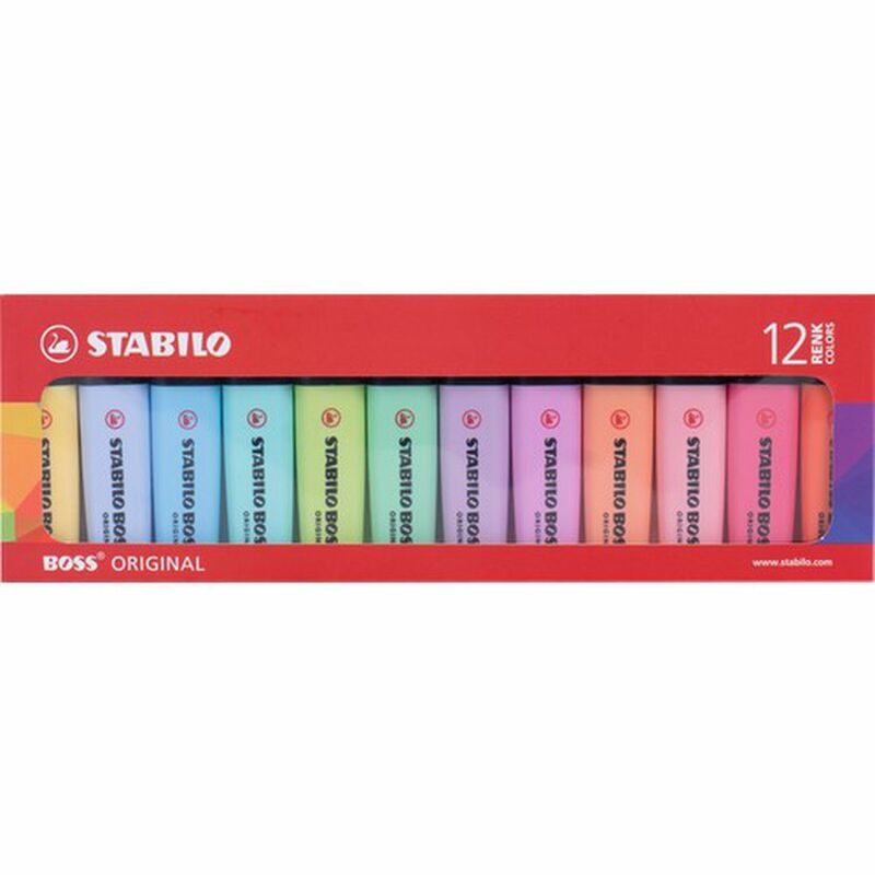 Stabilo Highlighter Boss has 12 pcs of refillable water-based ink suitable for use on paper, copy paper and fax paper. I