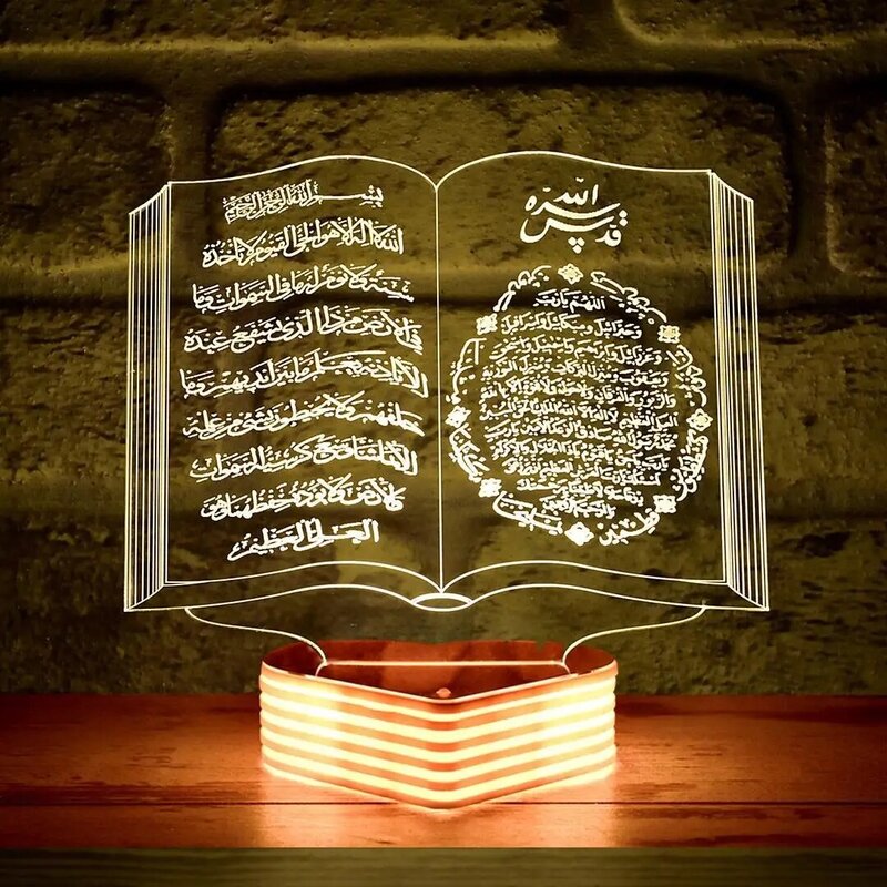 3D Светодиодная лампа в виде Корана, подарок для матери, Рамадан, ИД-Мубарак, украшение для дома и офиса, мусульманская настольная лампа Happy eid Ul Fitr Eid Al Adha