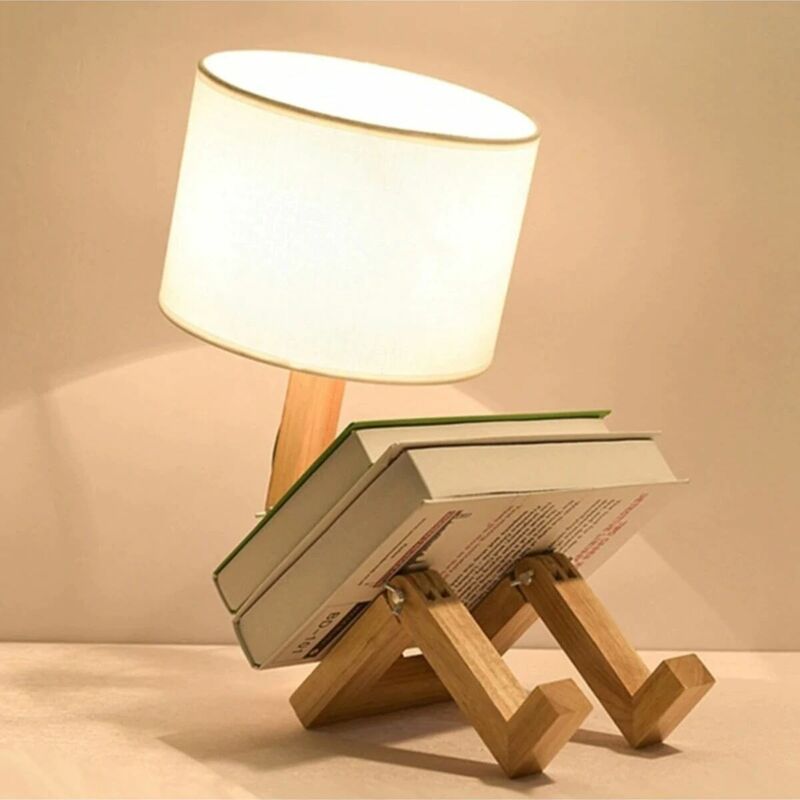 Houten Man Tafellamp Nordic Model Lampenkap Boekenplank Nachtlamp Home Decor Speciaal Ontwerp Decoratie Verlichting
