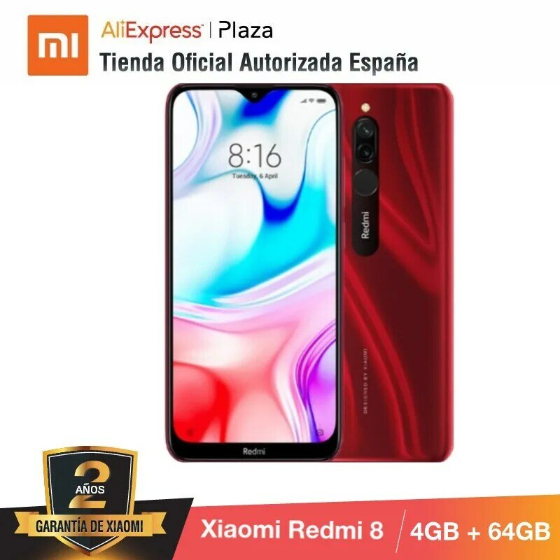 Xiaomi Redmi 8 (64GB ROM con 4GB RAM, Cámara de 12MP, Android, Nuevo, Móvil) [Teléfono Móvil Versión Global para España] redmi8