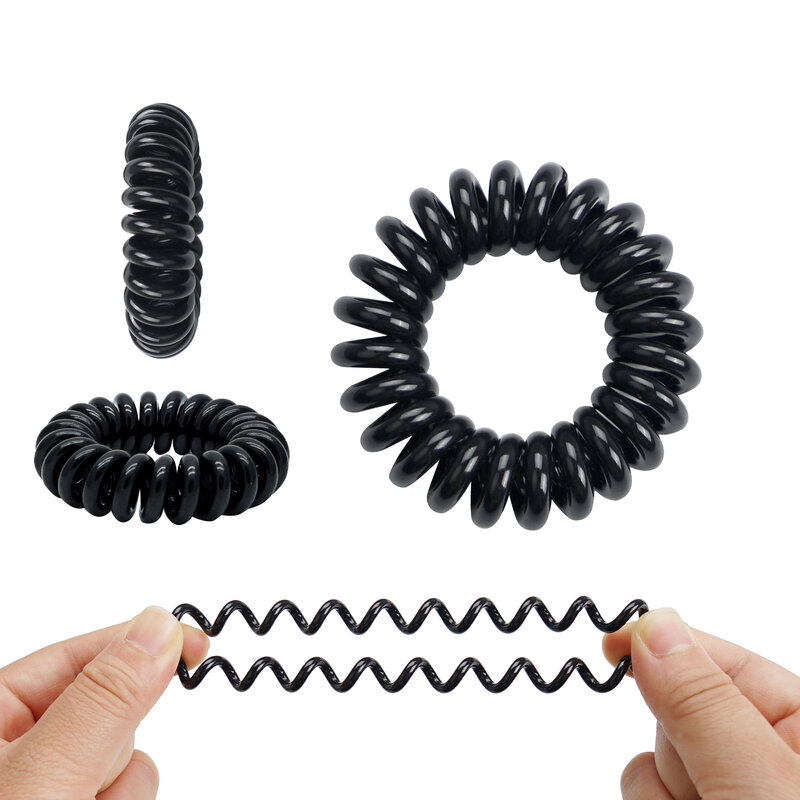 20/40/80PCS Hair Ties Black Elastic Plastic Hair Band Rubber Telephone Cord Scrunchies Hair Accessories Headwear for Girl Women
