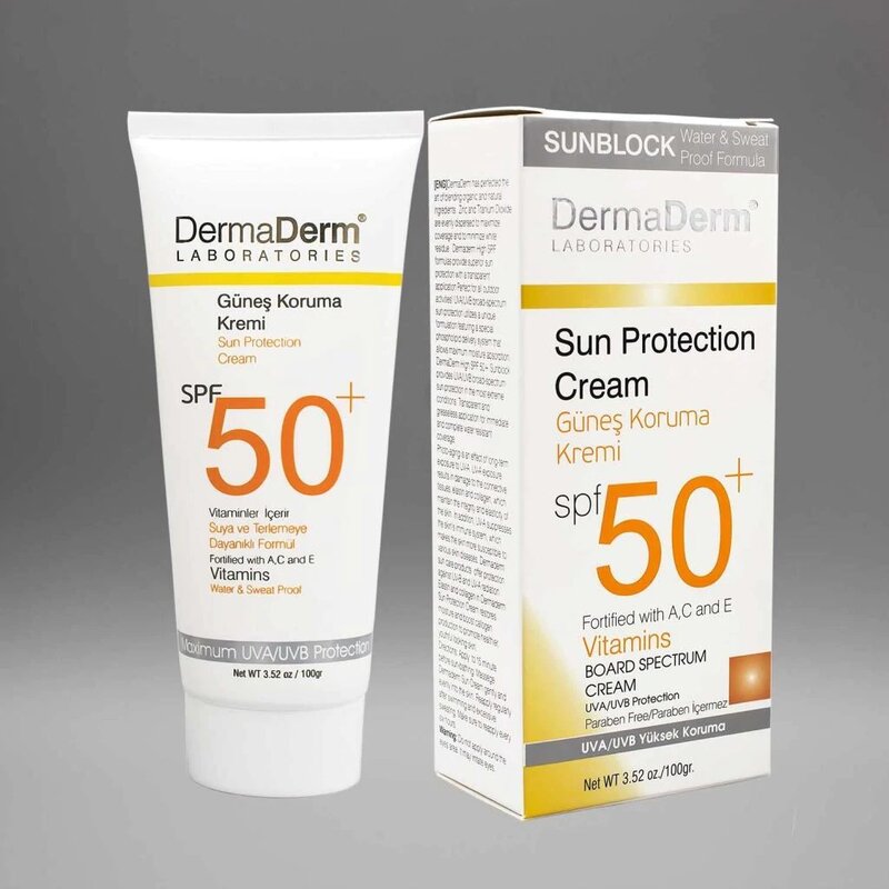 Солнцезащитный крем Dermaderm + 50 SPF с высоким коэффициентом защиты, UVA и UVB 100 мл, подходит для всех типов кожи