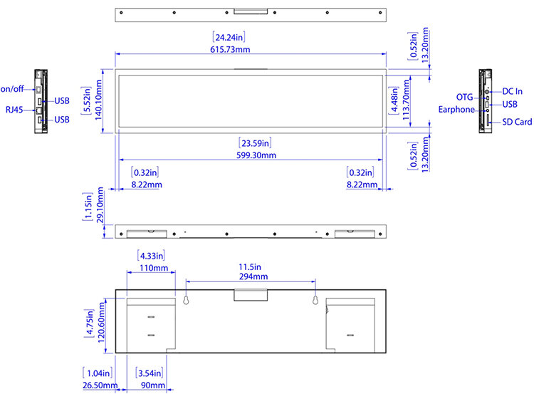 Màn Hình 24 Inch Cực Rộng Android Mạng Quảng Cáo Hiển Thị Siêu Thị, Sân Bay, Tàu Điện Ngầm/Huấn Luyện Viên Ga wifi, Ethernet