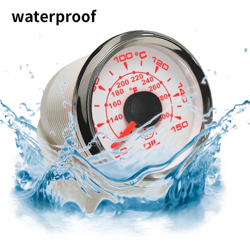 52mm  50-150℃ Waterproof Oil Temperature Gauge Fuel Temp. Meter  with 8 Colors Backlight for Car Boat Yacht 9-32V