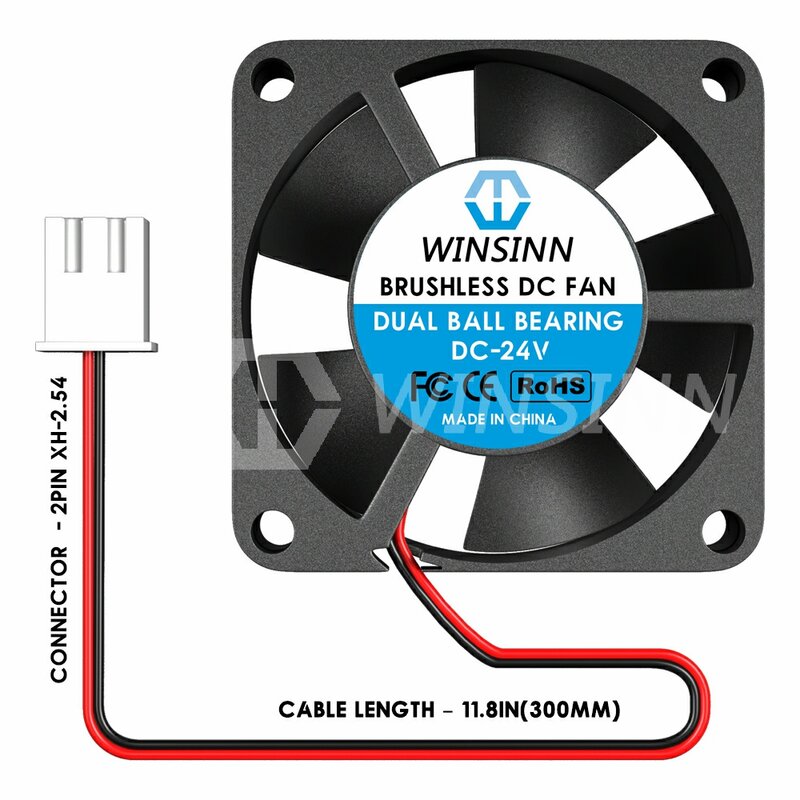 WINSINN 3010 30 мм вентилятор постоянного тока 5 в 12 В 24 В гидравлический/двойной шарикоподшипник Бесщеточное охлаждение 30x10 мм 2 контакта