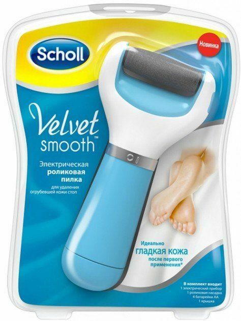 Электрическая роликовая пилка Scholl Velvet smooth голубая
