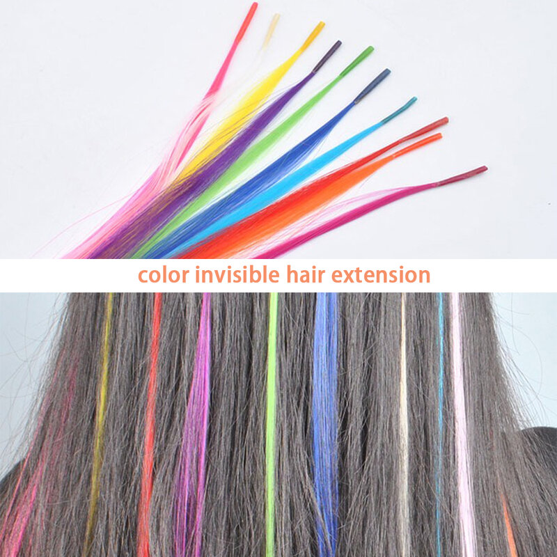 Extensões de cabelo de vara de ponta sintética colorida para mulheres, fibra de alta temperatura, acessórios de cabelo, 16 ", 1-20 fios, embalagem