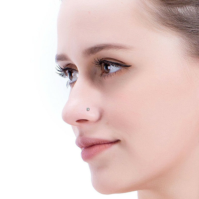40/60 pz/set Piercing in acciaio inossidabile lotto a forma di L naso Stud 20g Crystal Straight Stud Nose Ring Set Simple Piercing Jewelry