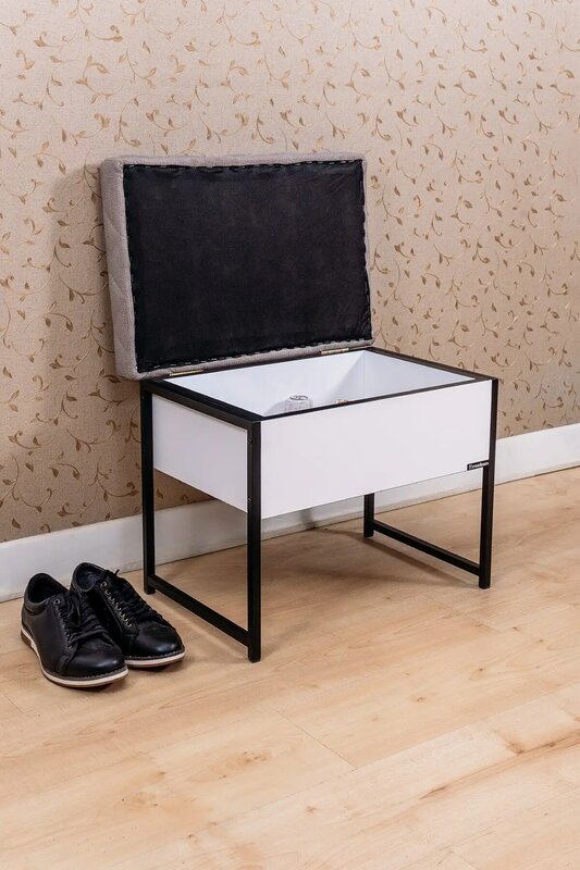 Metal de madeira encaixotado puff banco assento sapato rack sapato pintura escova caixa gabinete