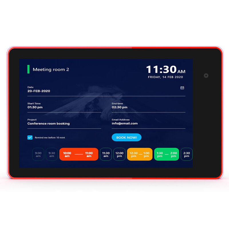 Tablet pc industriale Android PoE da 10.1 pollici con barra LED-fotocamera Multi-colore-NFC per display del programma della sala riunioni delle conferenze