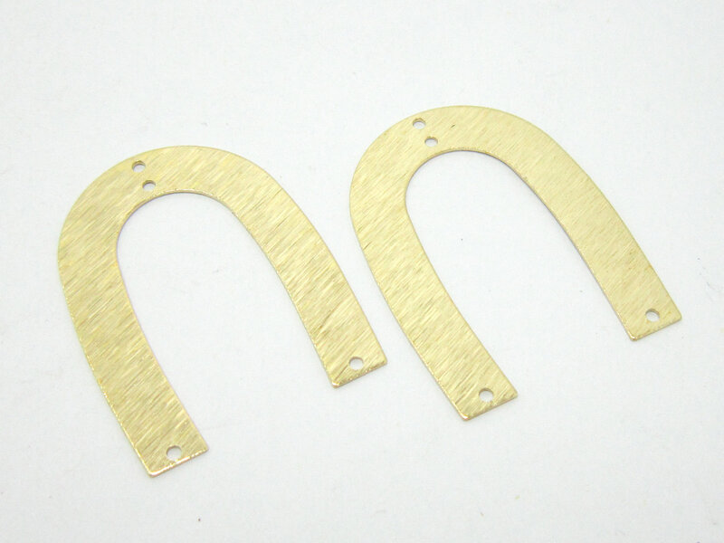Connecteur en laiton en forme de U, breloques de boucle d'oreille texturées, accessoires de boucle d'oreille géométriques, 35x27x0.6mm, bijoux exécutifs, R1374, 10 pièces