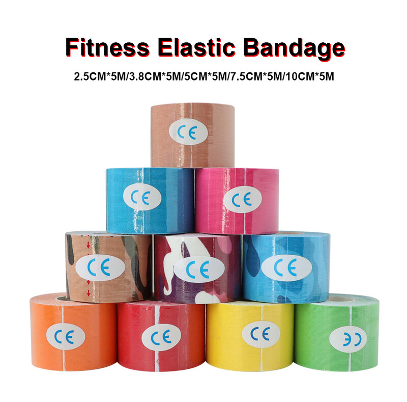 Kinesiologie Tape Atletische Herstel Elastische Tape Kneepad Spier Pijnbestrijding Knie Pads Voor Gym Fitness Zelfklevende Bandage