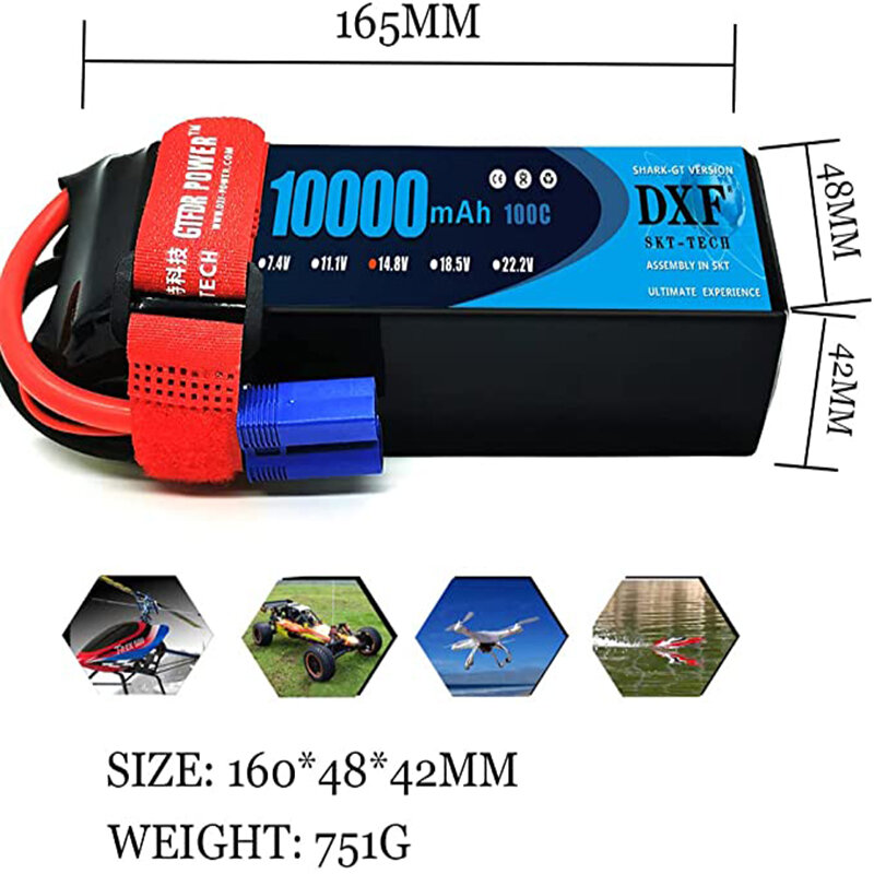 1/2 pz DXF Lipo 3S 4S 2S batteria 7.4V 11.1V 14.8V 8400mAh 6500mAh 6750mAh 7000mAh 5200mAh 9200mah 10000mah Hardcase per auto RC