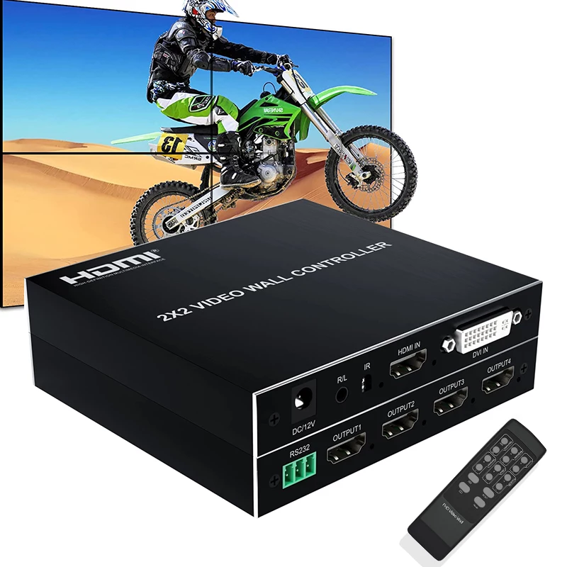 2x2 Video Wall Solutions/Controller/Processor 1080p HDMI-Compatible Multi Screen Processor video switcher splicer 180° Flip