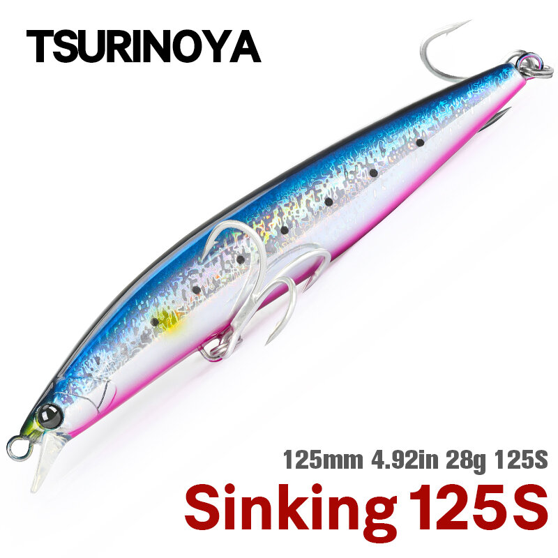 TSURINOYA-señuelo de pesca de agua salada, cebo duro Artificial de fundición ultralarga de alta resistencia, 125S, 125mm, 28g