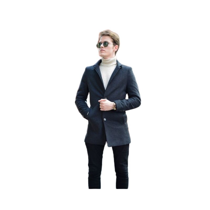 Manteau fumé à col montant pour homme, vêtement d'extérieur à manches boutonnées, de haute qualité, de style jeune, collection automne-hiver 2021