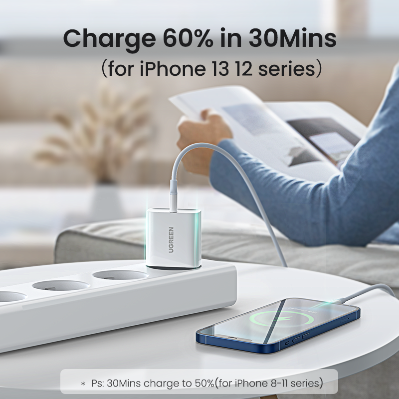 UGREEN Quick Charge 4.0 3.0 QC PD Charger 20W QC4.0 QC3.0 USB Type C Fast Charger for iPhone 15 14 13 12 Xiaomi Phone PD Charger