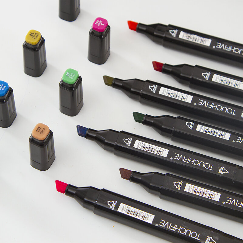 Touchfive marcadores conjunto para desenho pintura 30 40 60 80 168 cores dupla escova ponta design álcool esboçar marcadores arte suprimentos