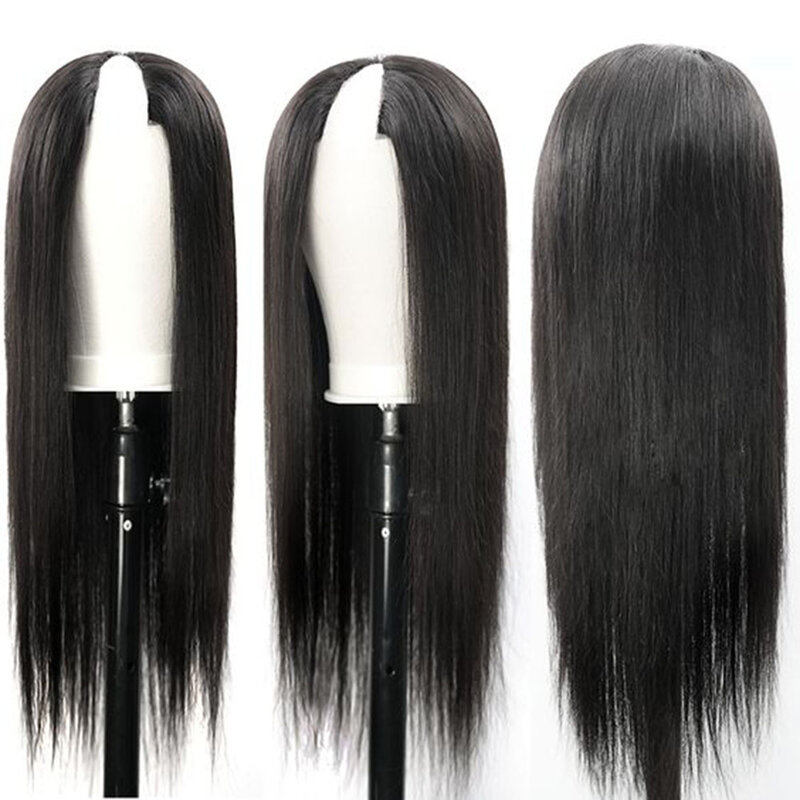 Парик из человеческих волос V U-образной формы, парики из прямых бразильских человеческих волос без клея, парик из человеческих волос Remy для женщин
