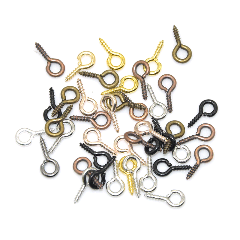 200pcs Small Tiny Mini Eye Pins Eyepins Hooks Eyelets Screw Threaded 9 Colors Clasps Hook For DIY Jewelry Making Findings