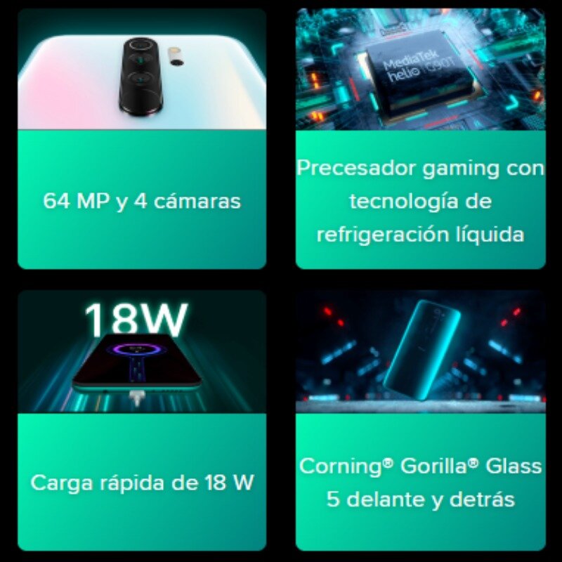 Xiaomi Redmi Note 8 Pro  (64GB ROM con 6GB RAM, Cámara de 64MP, Android, Nuevo, Móvil) [Teléfono Móvil Versión Global para España] note8pro