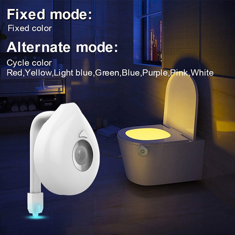 PIR Pintar Sensor Gerak Toilet Duduk Lampu Malam Tahan Air 8 Warna Lampu Malam untuk Toilet Mangkuk LED Luminaria Lampu Toilet Cahaya
