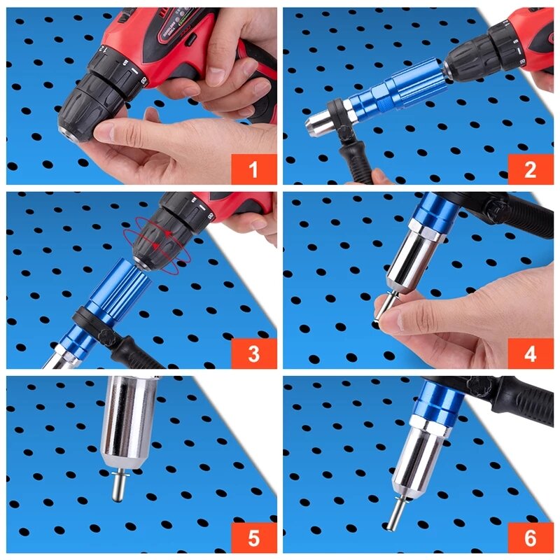 Cordless Elétrica Rebitando Tool Set, Nut Gun, adaptador de broca, Insert Nut, Pull Rivet Tool, 2,4 milímetros-4,8 milímetros