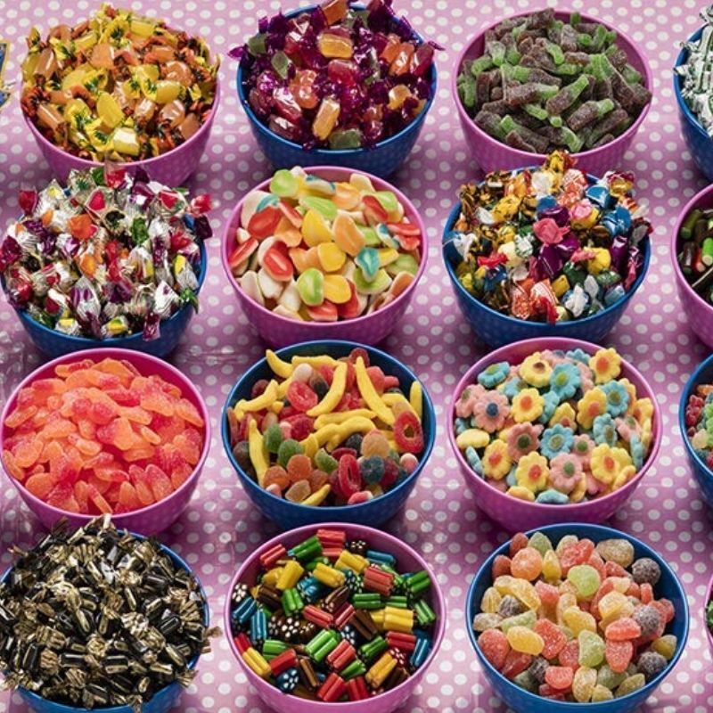 La asturiana candy bar-mesa doce com 5 kg de doces-fácil montagem-reutilizável-para pequenos e médios eventos