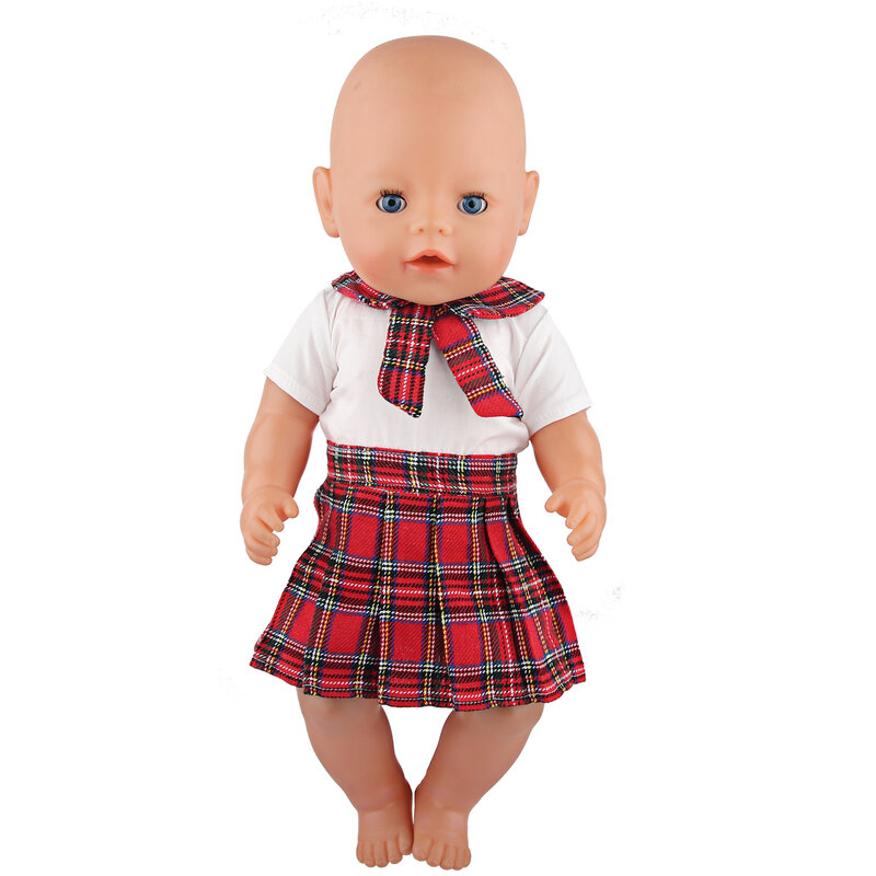 Pakaian Boneka Perempuan 18 Inci Amerika Seragam JK UNTUK Boneka Baru Lahir 43Cm Rok Seragam Sekolah Cosplay untuk OG, Boneka DIY Mainan Perempuan