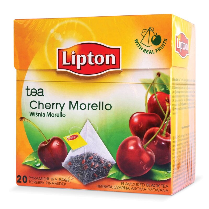 Chá lipton "cereja morello", preto com cereja, 20 pirâmides