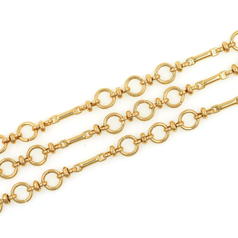 Cadena suelta llena de oro para hombre, pulsera artesanal, collar, materiales de fabricación de joyas, cadena semiacabada en forma de O