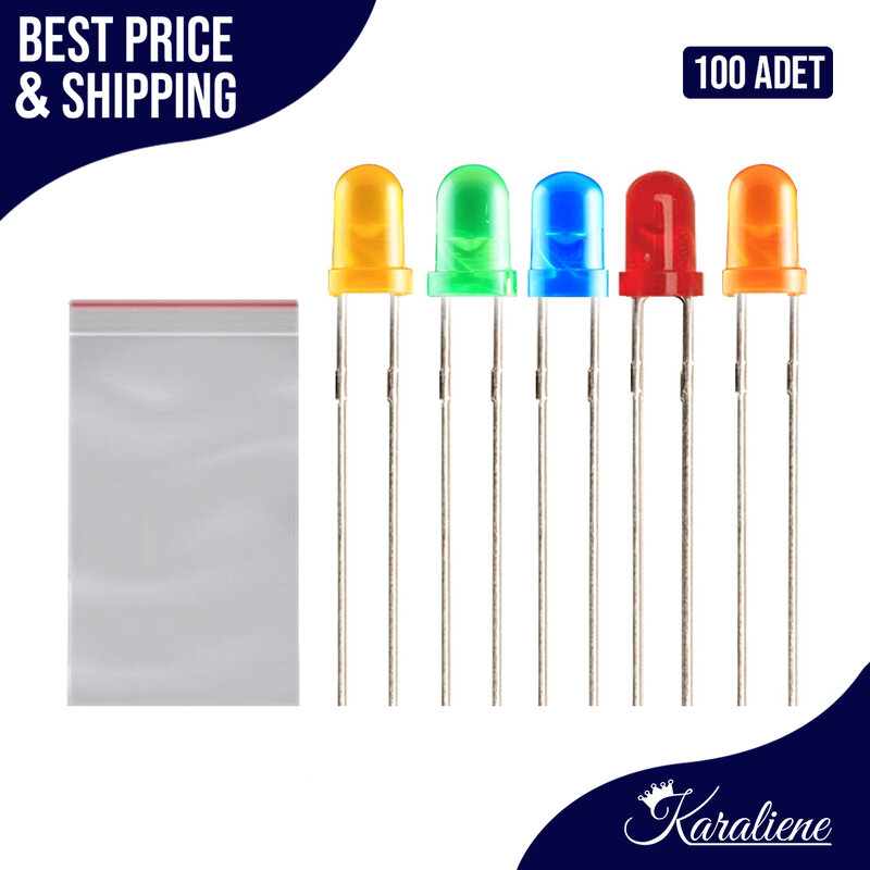 LED redondo ultrabrillante, 5 colores, F5, 5MM, diodo emisor de luz verde/amarillo/azul/naranja/rojo, lote de 10 unidades