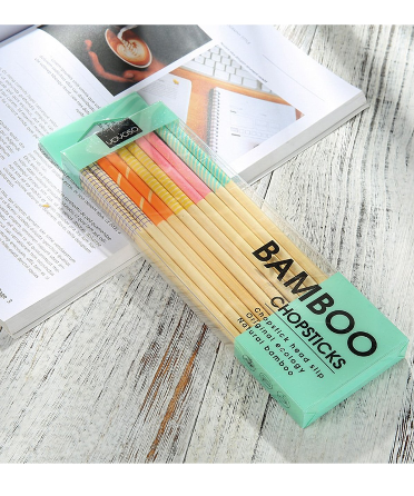 YOYOSO Bamboo Colorful Chopstick Set 10 Pieces Women Men Rainbow Sushi Buckle Traditional Design Accessory Bamboo