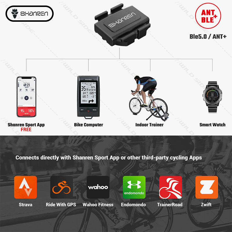 Ordenador inalámbrico para bicicleta, medidor de potencia con sensor de cadencia de velocidad, compatible con ANT + BLE, Bluetooth, modos duales