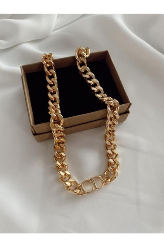 Christian dior modelo banhado a ouro colar de aço pingente de luxo gargantilha colar de corrente colares para mulheres presentes de jóias de casamento