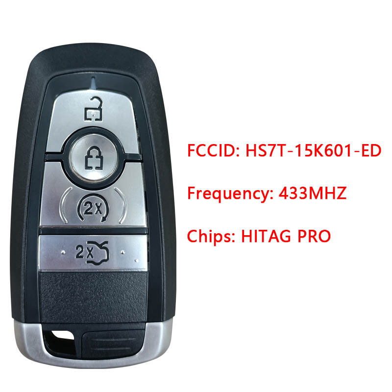 フォードキー用リモコン,fsk,hitag pro,433.92 mhz,部品番号HS7T-15K601-ED DS7T-15K601-EF,4ボタン,cn018093